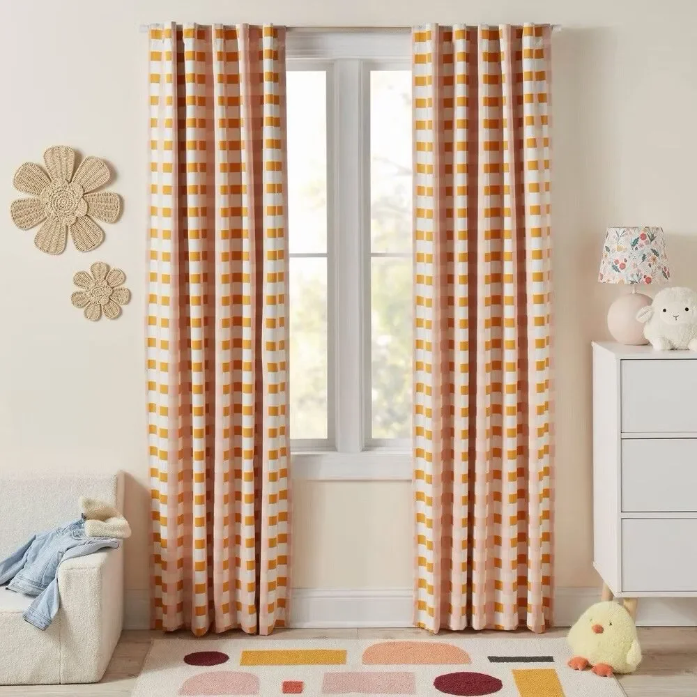 Pillowfort Checkered Blackout Curtain Panel Pink 42